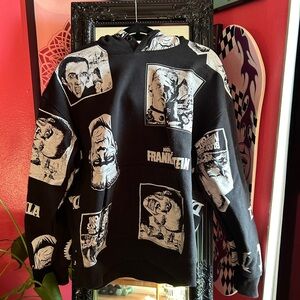 Black Graphic Hoodie with Horror Movie Prints
